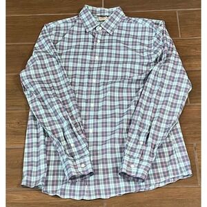 Faherty Brand Men's Movement Shirt LT Blue Pink Plaid Button Down Stretch
